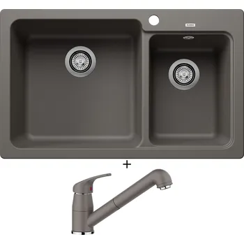 Granitový dřez Granitový dřez SET Blanco NAYA 8 šedá vulkán 527313 + Blanco DARAS-S šedá vulkán 526936