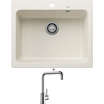 Kuchyňský dřez Granitový dřez SET Blanco NAYA 6 bílá soft 527128 + Blanco MILI chrom 519413