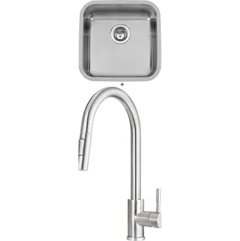 Nerezový dřez Nerezový dřez SET Sinks BAHIA 440 nerez leštěný + Deante LIMA F72 M nerez