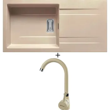 Granitový dřez Granitový dřez SET Pyramis KARTESIO (100x50) 1B 1D PLUS béžová + Pyramis BELLO béžová