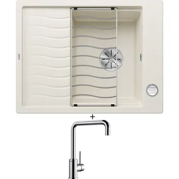 Granitový dřez Granitový dřez SET Blanco ELON 45 S bílá soft + excentrické ovládání + Blanco MILI chrom 519413