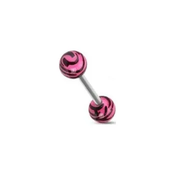 Piercing Piercing do jazyka - zebrovaný (růžová)