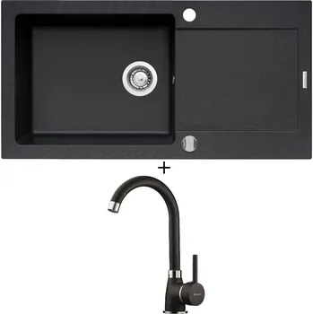 Granitový dřez Granitový dřez SET Pyramis MIDO (100x50) 1B 1D černá + Pyramis BELLO černá
