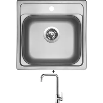 Nerezový dřez Nerezový dřez SET Sinks MANAUS 480 V nerez leštěný + Laveo BONA BAB 265D nerez