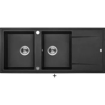 Granitový dřez Granitový dřez SET Laveo MEGALO SBE 721T černá + rolovací odkapávač + Laveo BONA BAB 265D nerez