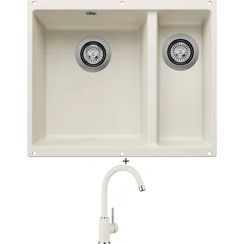 Granitový dřez Dřez pod desku SET Blanco ROTAN 340/160 U bílá soft 527144 + Blanco MIDA bílá soft 526966