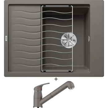 Granitový dřez Granitový dřez SET Blanco ELON 45 S šedá vulkán 527250 + odkapová mřížka + Blanco DARAS-S šedá vulkán 526936