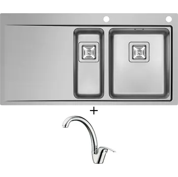 Nerezový dřez Nerezový dřez SET Pyramis OLYNTHOS (100X52) 1 1/2B 1D RH nerez + Pyramis OSSIA chrom
