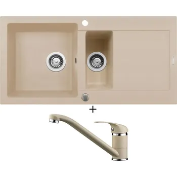 Granitový dřez Granitový dřez SET Pyramis MIDO (100x50) 1 1/2B 1D béžová + Pyramis ASALIA béžová