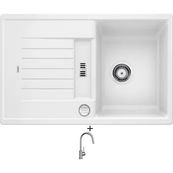 Granitový dřez Granitový dřez SET Blanco ZIA 45 S bílá + excentrické ovládání + Blanco MIDA-S chrom 521454