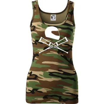 Dámské tričko Silniční helma / berle - Dámské Maskáčové tílko - S ( Hnědý maskáč )