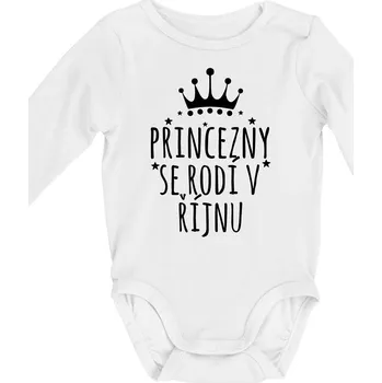 Princezny se rodí v říjnu - Body kojenecké s dlouhým rukávem - Dlouhý r. do 3 měs ( Bílá )