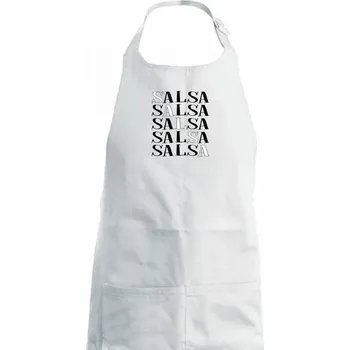 Kuchyňská zástěra Salsa nápis - Dámská zástěra na vaření - Univerzální velikost ( Bílá )