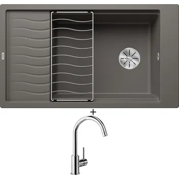 Granitový dřez Granitový dřez SET Blanco ELON XL 8 S šedá vulkán 527255 + odkapová mřížka + Blanco MIDA chrom 517742