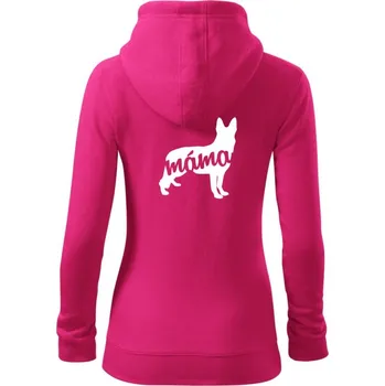 Dámská mikina Německý ovčák máma obrys - Dámská mikina trendy zipper s kapucí - S ( Purpurová )