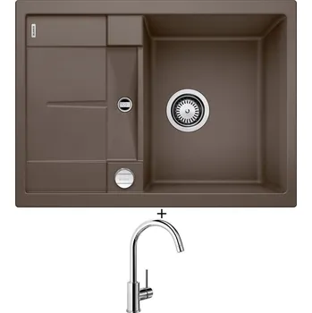 Granitový dřez Granitový dřez SET Blanco METRA 45 S Compact kávová + excentrické ovládání + Blanco MIDA chrom 517742