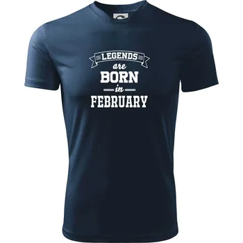 Pánské tričko Legends are born in February - Pánské triko Fantasy sportovní (dresovina) - XL ( Námořní modrá (velmi tmavá - téměř černá) )