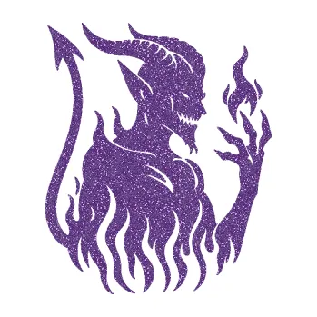 Samolepící dekorace Ďábel 004 pravá čertisko v plamenech (87 - Ultra Metalic fialová) SAMOLEPKA NA AUTO, NÁLEPKA, FÓLIE, POLEP, TUNING, VLASTNÍ TEXT, TISK, AUTOSAMOLEPKY.cz, POLEPY, OBRÁZEK, LOGO, 3D STICKERS