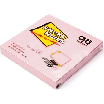 Samolepící bloček Samolepící bloček Auro 75x75mm, pastel růžový, 100 lístků