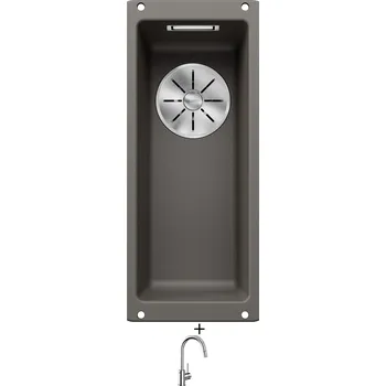 Kuchyňský dřez Dřez pod desku SET Blanco SUBLINE 160-U šedá vulkán 526799 + Blanco MIDA-S chrom 521454