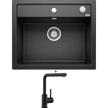 Granitový dřez Granitový dřez SET Blanco DALAGO 6 černá s excentrem 525873 + Blanco MILA černá matná 526657