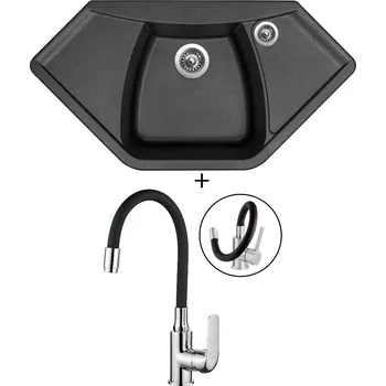 Granitový dřez Granitový dřez SET Sinks NAIKY 980 metalblack + Kuchinox ELZA BKE 761D chrom/černá