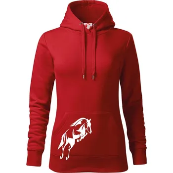 Dámská mikina Kůň na zadních - Mikina dámská Cape s kapucí - M ( Červená )