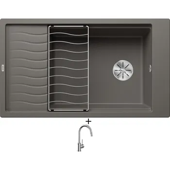 Granitový dřez Granitový dřez SET Blanco ELON XL 8 S šedá vulkán 527255 + odkapová mřížka + Blanco MIDA-S chrom 521454