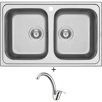 Nerezový dřez SET Pyramis ATHENA EXTRA (79x50) 2B nerez + Pyramis OSSIA chrom