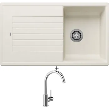 Kuchyňský dřez Granitový dřez SET Blanco ZIA 45 SL bílá soft 527201 + Blanco MIDA chrom 517742