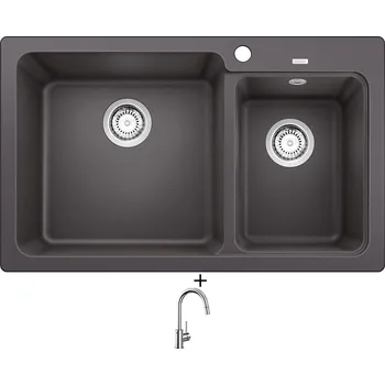 Granitový dřez Granitový dřez SET Blanco NAYA 8 šedá skála 519647 + Blanco MIDA-S chrom 521454