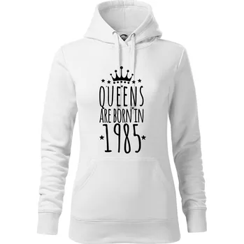 Dámská mikina Queens are born in 1985 - Mikina dámská Cape s kapucí - XL ( Bílá )