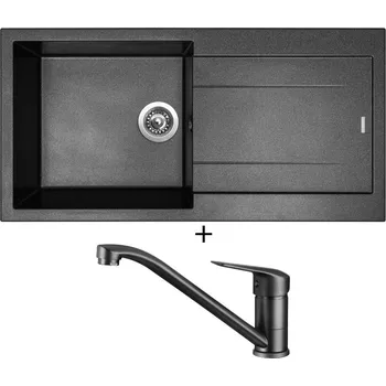 Granitový dřez Granitový dřez SET Sinks AMANDA 990 metalblack + Deante NEO BORO BMO N60M černá matná