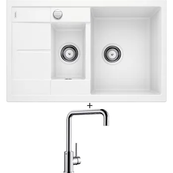 Granitový dřez Granitový dřez SET Blanco METRA 6 S Compact bílý s excentrem 513468 + Blanco MILI chrom 519413