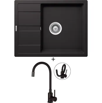 Granitový dřez Granitový dřez SET Schock MANHATTAN D-100 Nero + Deante NEO LUNO BOC N72M černá matná