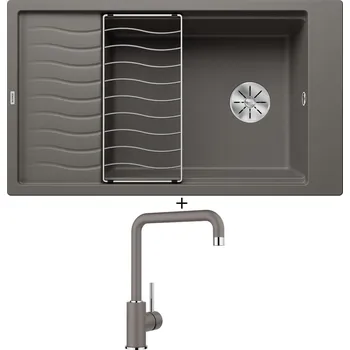 Granitový dřez Granitový dřez SET Blanco ELON XL 8 S šedá vulkán 527255 + odkapová mřížka + Blanco MILI šedá vulkán 527460