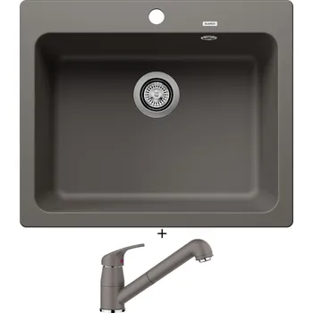 Kuchyňský dřez Granitový dřez SET Blanco NAYA 6 šedá vulkán 527311 + Blanco DARAS-S šedá vulkán 526936