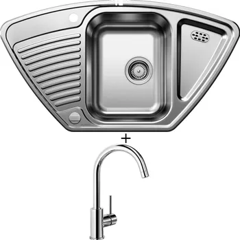 Kuchyňský dřez Nerezový dřez SET Blanco Blanco TIPO 9 E nerez přírodní lesk s excentrem 526338 + Blanco MIDA chrom 517742
