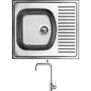 Kuchyňský dřez Nerezový dřez SET Sinks SHORT 580 V nerez matný + Laveo BONA BAB 265D nerez