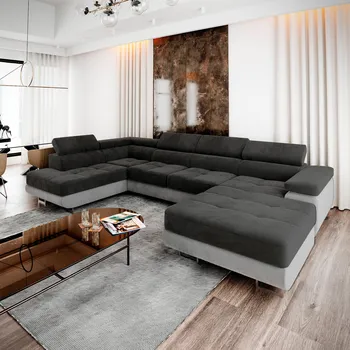 Sedací souprava Eka Rohová sedačka KALISI do U, 347 cm Roh pohovky: Levý roh, Barva látky: MONOLITH 95 + MONOLITH 84