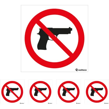 Walteco Zákaz vstupu se zbraní 90x90mm, samolepka Množství: 5 ks