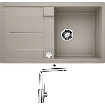 Granitový dřez Granitový dřez SET Blanco METRA 5 S tartufo + excentrické ovládání + Blanco MILA chrom 519414