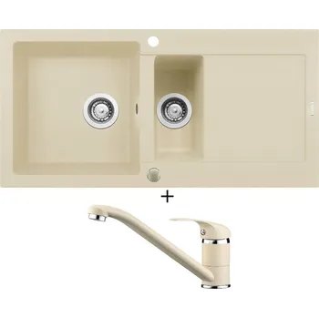 Granitový dřez Granitový dřez SET Pyramis MIDO (100x50) 1 1/2B 1D vanilka + Pyramis ASALIA vanilka