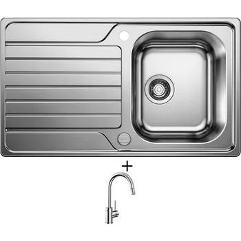 Nerezový dřez Nerezový dřez SET Blanco DINAS 45 S nerez kartáčovaný s excentrem 523378 + Blanco MIDA-S chrom 521454