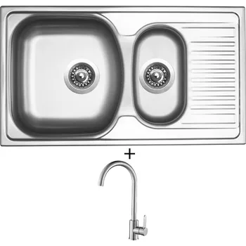 Kuchyňský dřez Nerezový dřez SET Sinks TWIN 780.1 V nerez matný + Laveo BONA BAB 268D nerez