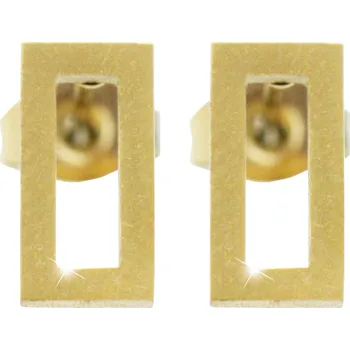 Náušnice JSB bijoux s.r.o. Zlaté ocelové náušnice puzety obrysový obdélník bez krystalů
