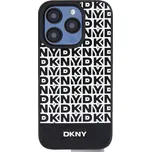 Zadní kryt DKNY PU Leather Repeat Pattern Bottom Stripe Magsafe pro Apple iPhone 15 Pro, černá