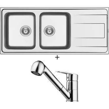 Nerezový dřez Nerezový dřez SET Pyramis ALEA 116X50 2B 1D nerez + Pyramis FIDO chrom