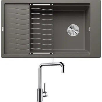Granitový dřez Granitový dřez SET Blanco ELON XL 8 S šedá vulkán 527255 + odkapová mřížka + Blanco MILI chrom 519413