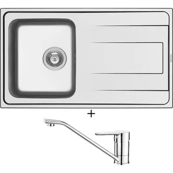 Nerezový dřez SET Pyramis ALEA (86x50) 1B 1D nerez + Deante CORIO BFC 060M chrom